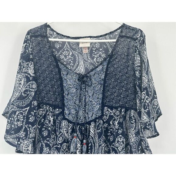 Knox Rose blue and white sheer short sleeve blouse size XS - Picture 2 of 8